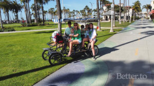 Riding on the boardwalk